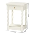 Baxton Studio Terentia Nightstand with Bobbin Legs 1-Drawer White