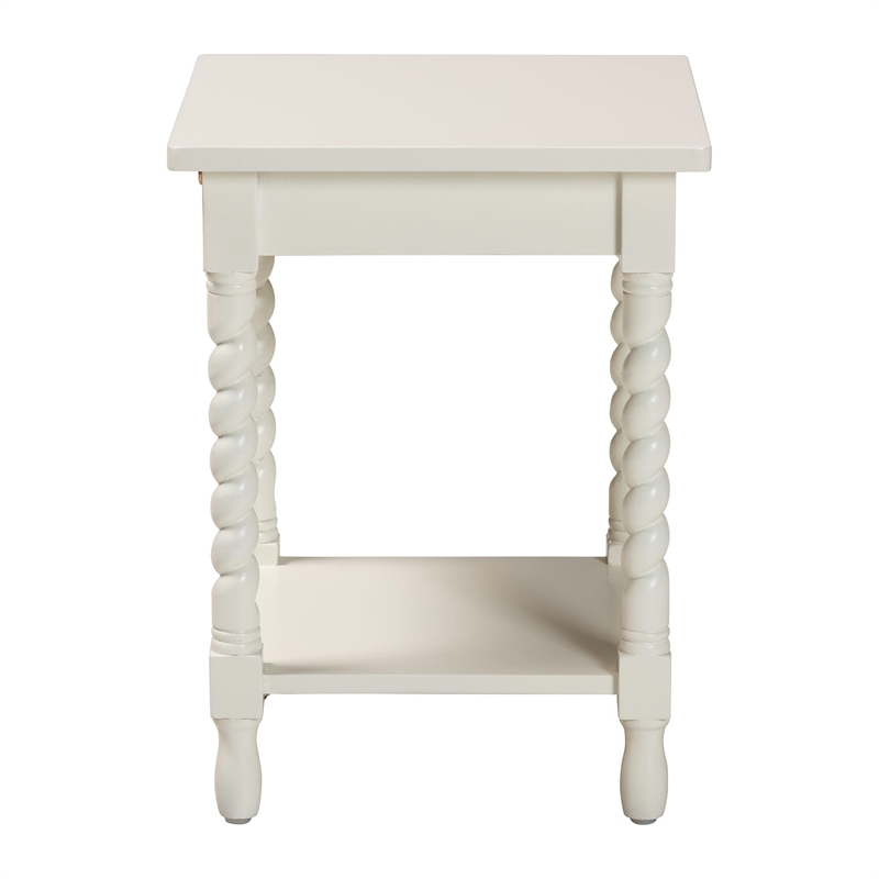 Baxton Studio Niklas Nightstand with Twisted Legs 1-Drawer White