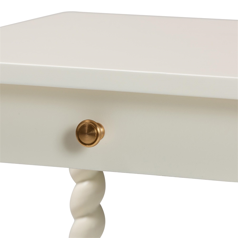 Baxton Studio Niklas Nightstand with Twisted Legs 1-Drawer White