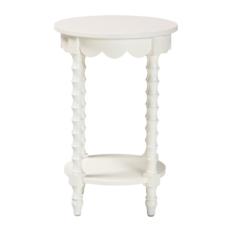 Baxton Studio Sally Round Nightstand with Bamboo Inspired Legs White
