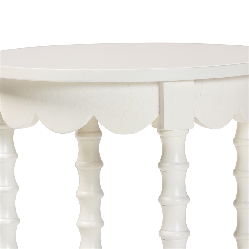 Baxton Studio Sally Round Nightstand with Bamboo Inspired Legs White
