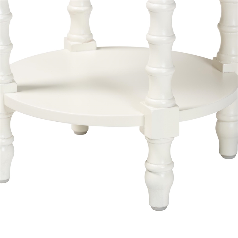Baxton Studio Sally Round Nightstand with Bamboo Inspired Legs White