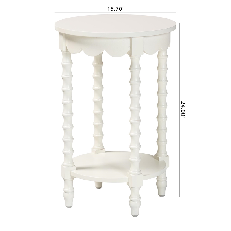 Baxton Studio Sally Round Nightstand with Bamboo Inspired Legs White