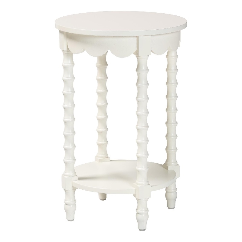 Baxton Studio Sally Round Nightstand with Bamboo Inspired Legs White
