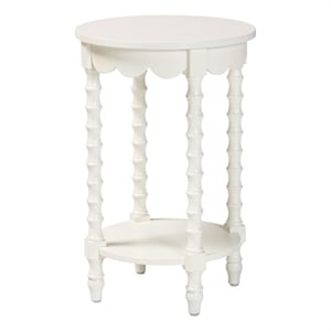 Baxton Studio Sally Round Nightstand with Bamboo Inspired Legs White