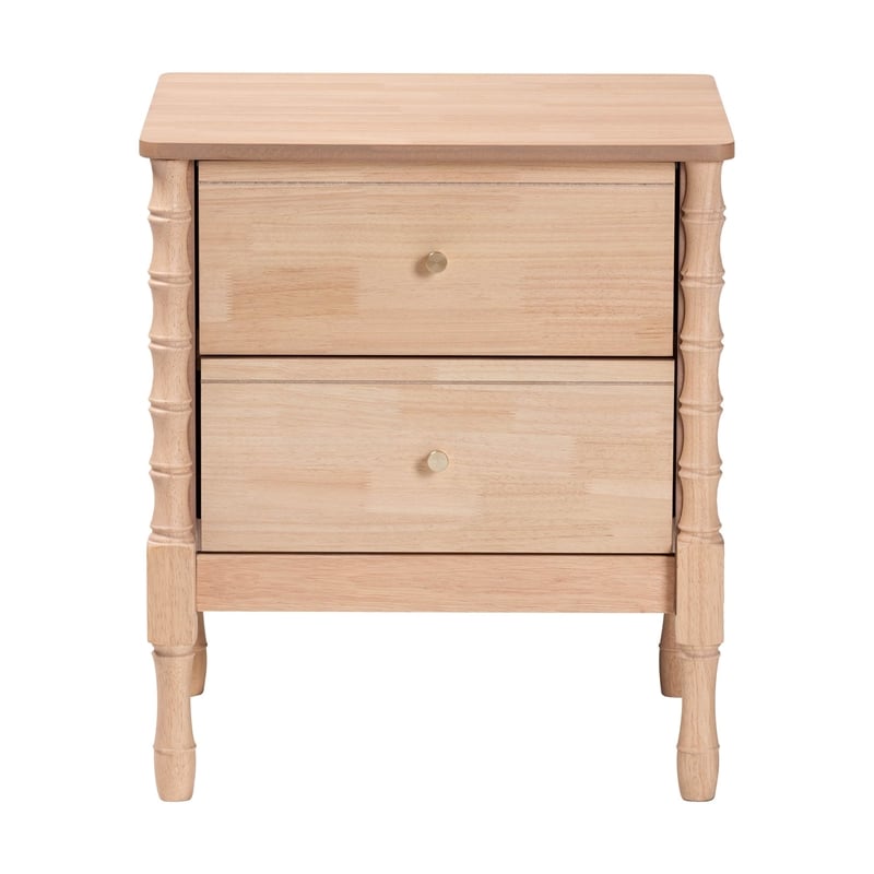 Baxton Studio Laurent Nightstand 2-Drawer Bedside Table with Bamboo