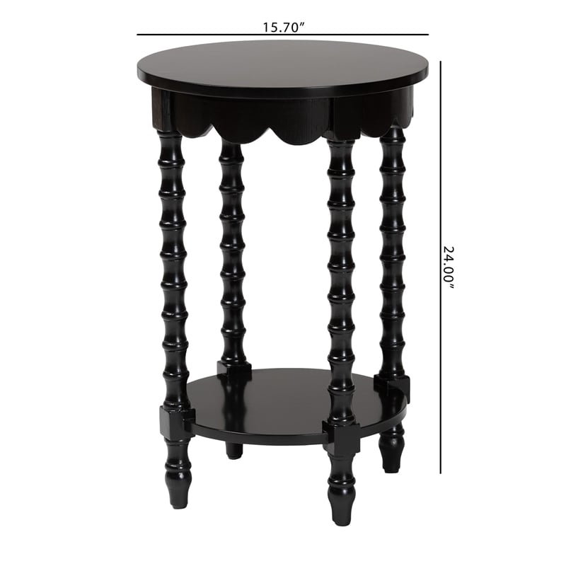 Baxton Studio Sally Round Nightstand with Bamboo Inspired Legs Black