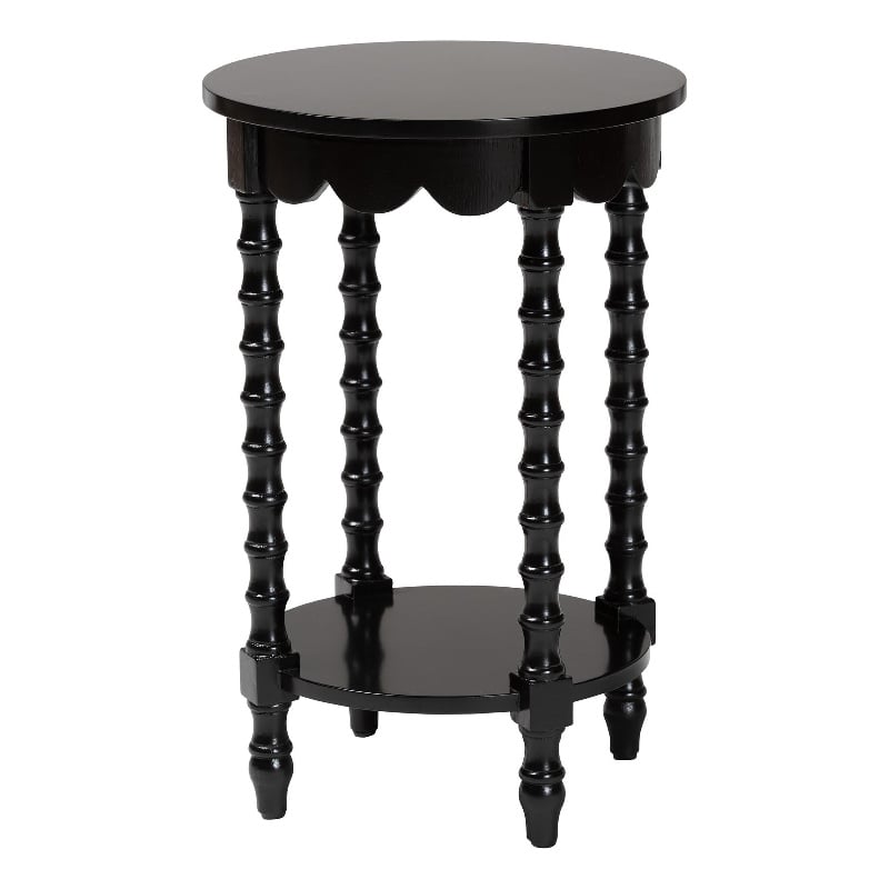 Baxton Studio Sally Round Nightstand with Bamboo Inspired Legs Black