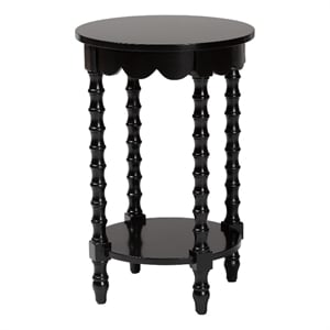 Baxton Studio Sally Round Nightstand with Bamboo Inspired Legs Black