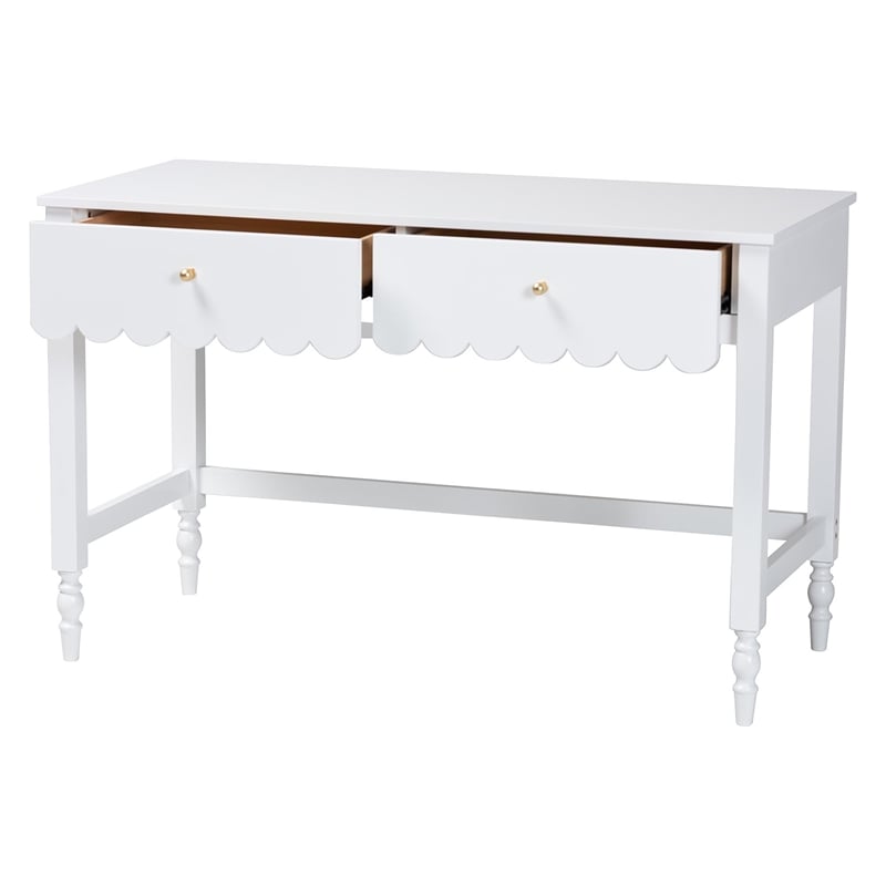 Baxton Studio Roni Writing Desk with Drawers Modern Cottage Style Desk White