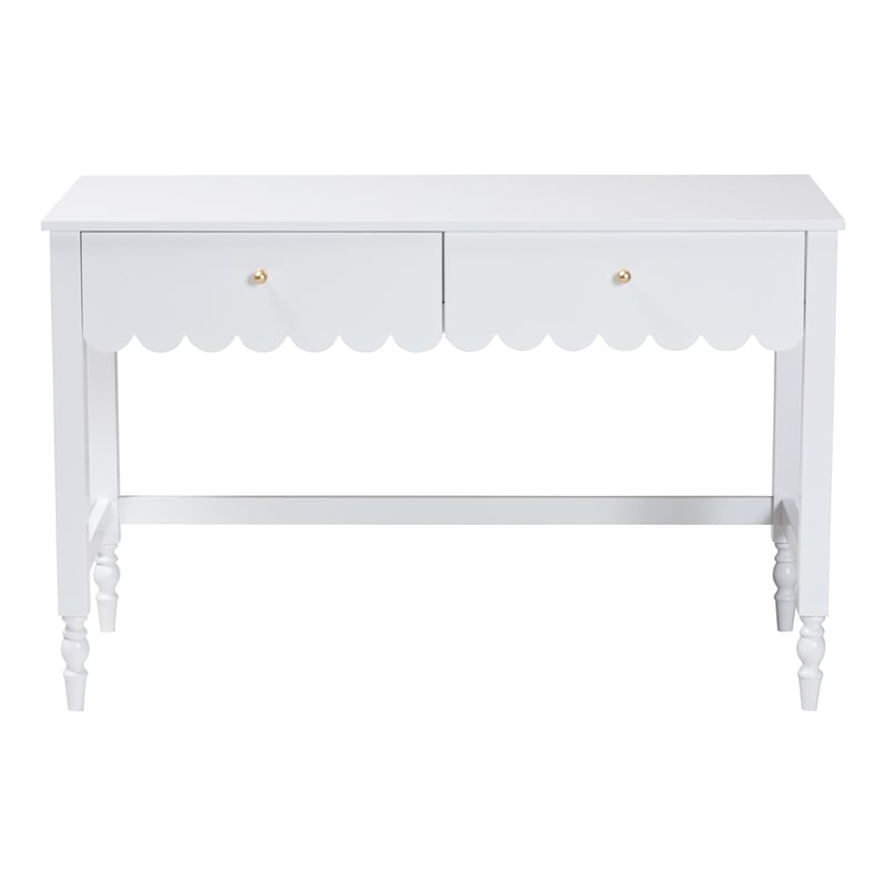 Baxton Studio Roni Writing Desk with Drawers Modern Cottage Style Desk White