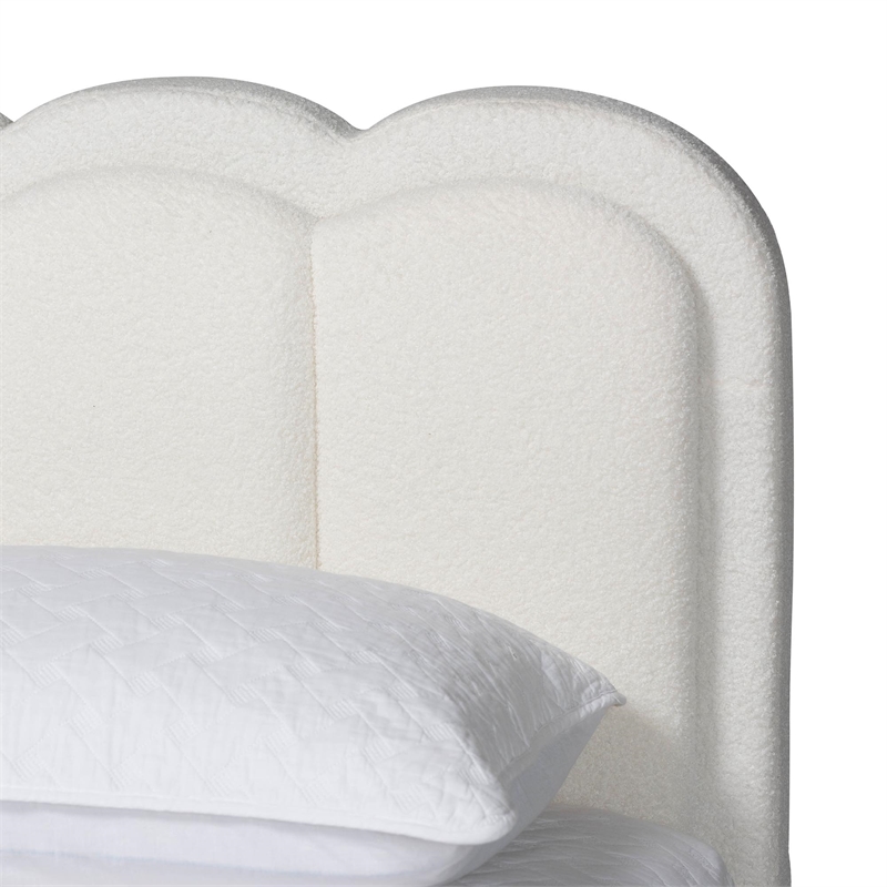 Baxton Studio Caradonna Cream Teddy-Bear Fabric Bed with Storage Drawers Queen