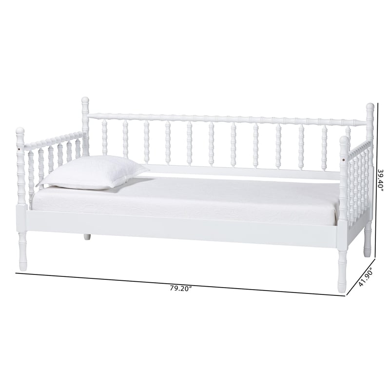 Baxton Studio Laurent Daybed Spindle Platform Bed Frame White