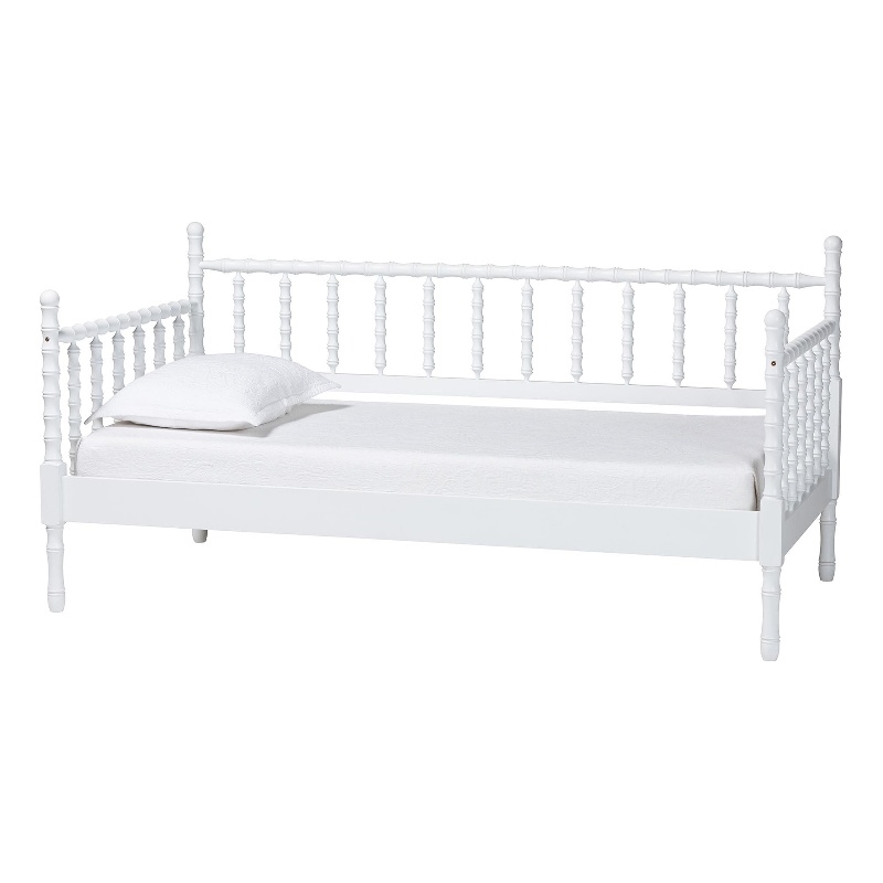 Baxton Studio Laurent Daybed Spindle Platform Bed Frame White