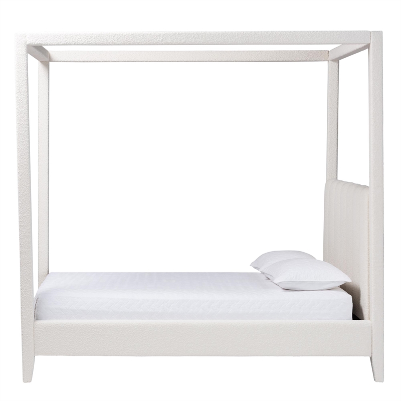 Baxton Studio Aerona Upholstered Canopy Bed Four Poster Platform Bed Queen