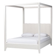 Baxton Studio Aerona Upholstered Canopy Bed Four Poster Platform Bed Queen