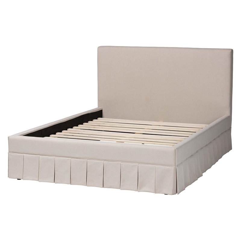 Baxton Studio Astin Platform Bed with Fabric Upholstered Bed Frame Queen