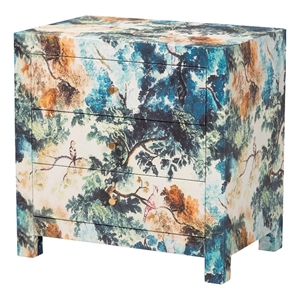 Baxton Studio Adeline End Table with Printed Motif 3-Drawer Storage Cabinet
