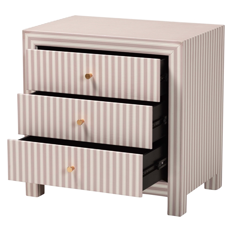 Baxton Studio Javianne End Table with Faux Leather 3-Drawer Storage Cabinet