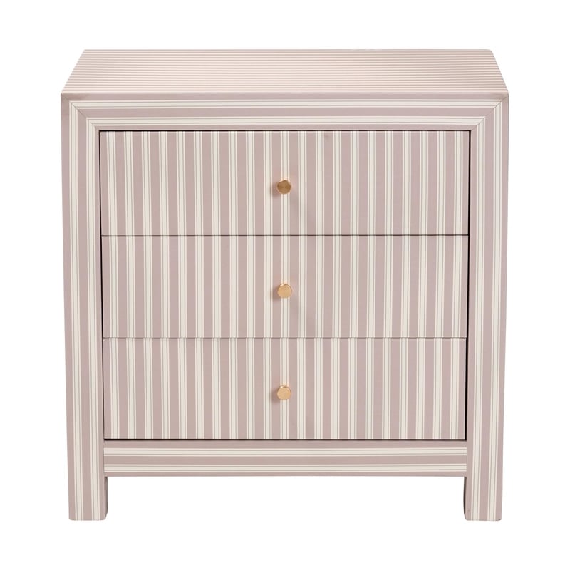 Baxton Studio Javianne End Table with Faux Leather 3-Drawer Storage Cabinet