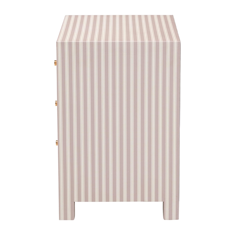 Baxton Studio Javianne End Table with Faux Leather 3-Drawer Storage Cabinet