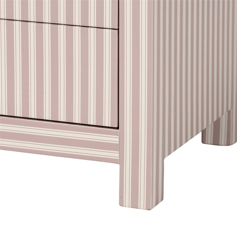 Baxton Studio Javianne End Table with Faux Leather 3-Drawer Storage Cabinet
