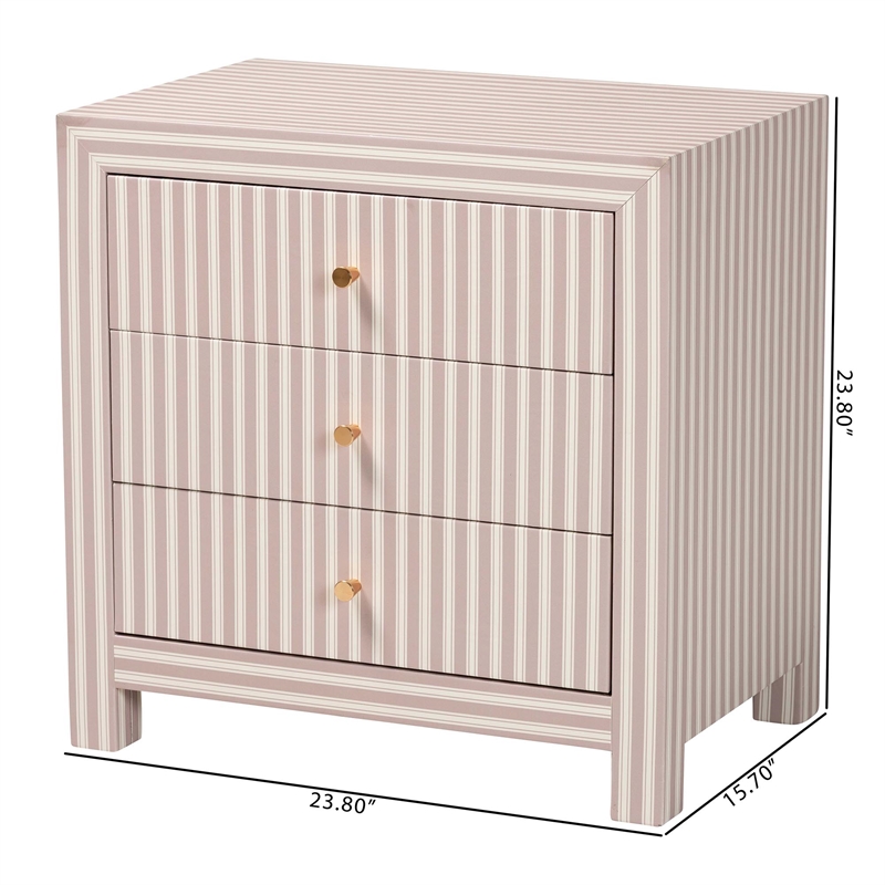 Baxton Studio Javianne End Table with Faux Leather 3-Drawer Storage Cabinet