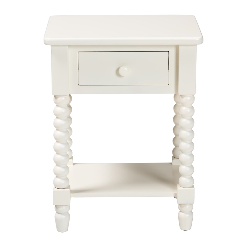 Baxton Studio Raynera End Table with Bobbin Legs - 1-Drawer Accent Table