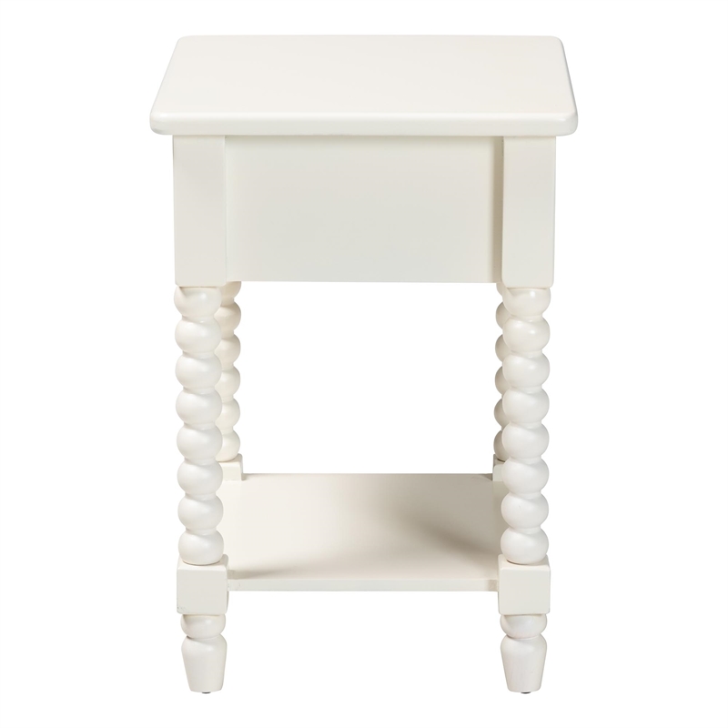 Baxton Studio Raynera End Table with Bobbin Legs - 1-Drawer Accent Table