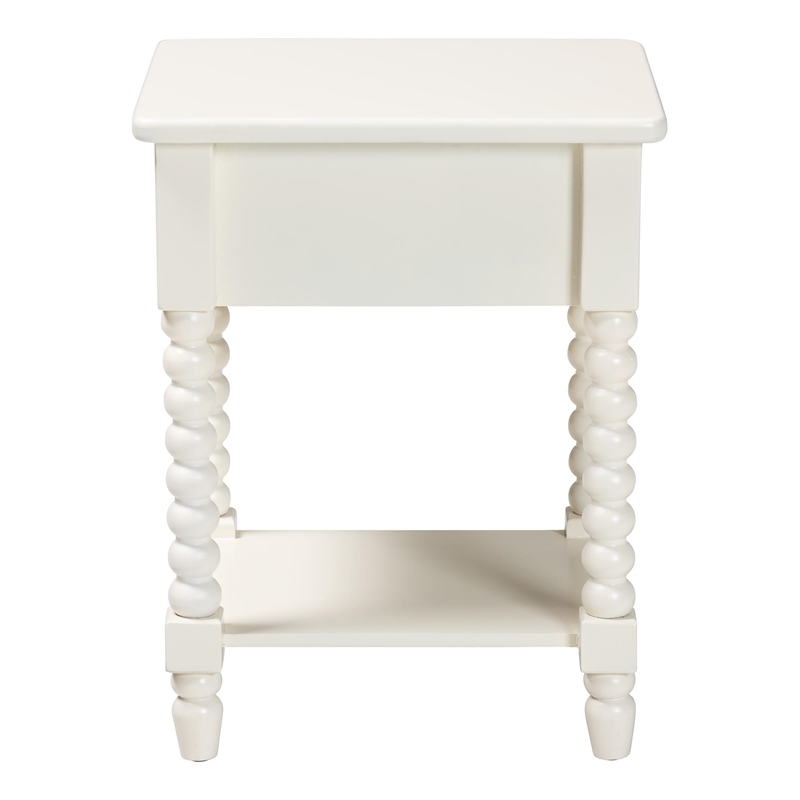 Baxton Studio Raynera End Table with Bobbin Legs - 1-Drawer Accent Table