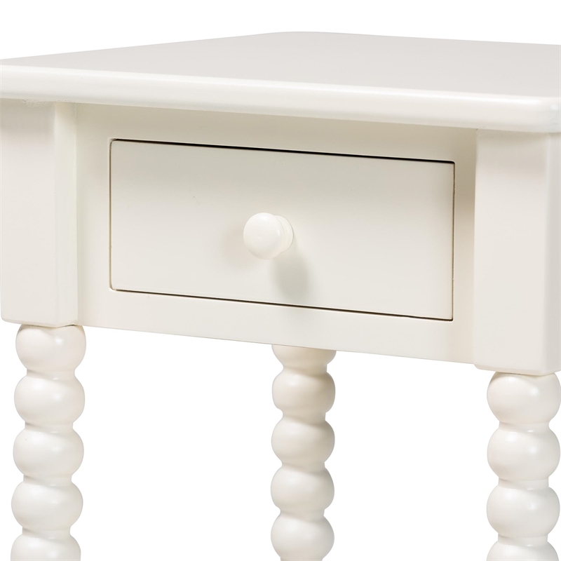 Baxton Studio Raynera End Table with Bobbin Legs - 1-Drawer Accent Table