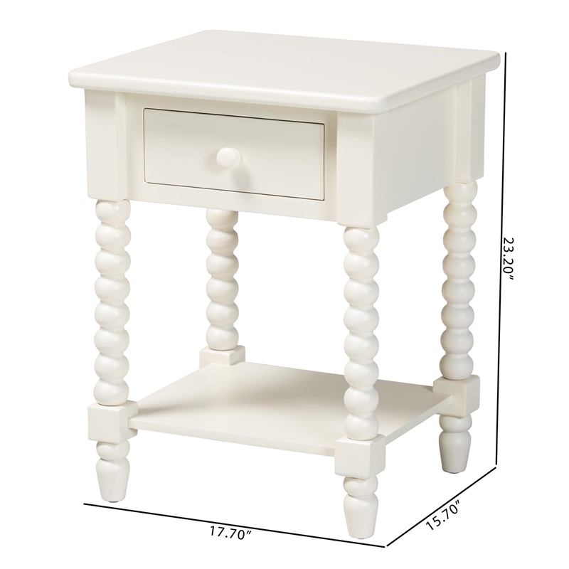 Baxton Studio Raynera End Table with Bobbin Legs - 1-Drawer Accent Table