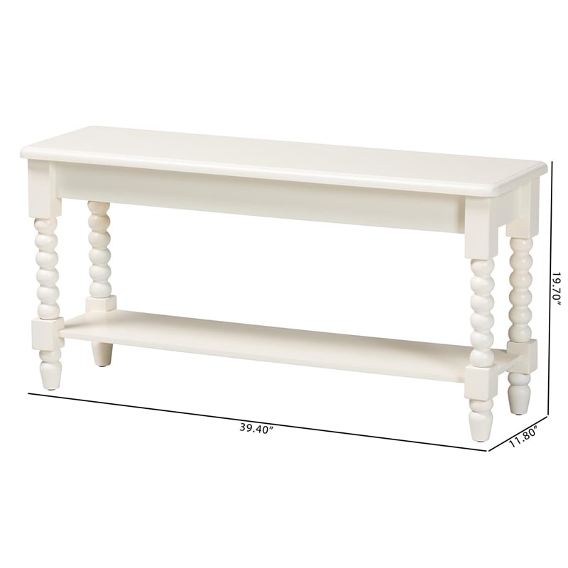 Baxton Studio Bayard Accent Bench with Bobbin Legs - Spindle Leg Entryway Bench