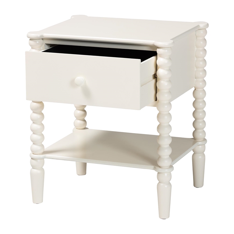 Baxton Studio Rimona End Table with Bobbin Legs - 1-Drawer Accent Table