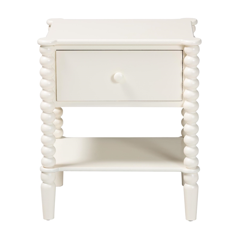 Baxton Studio Rimona End Table with Bobbin Legs - 1-Drawer Accent Table