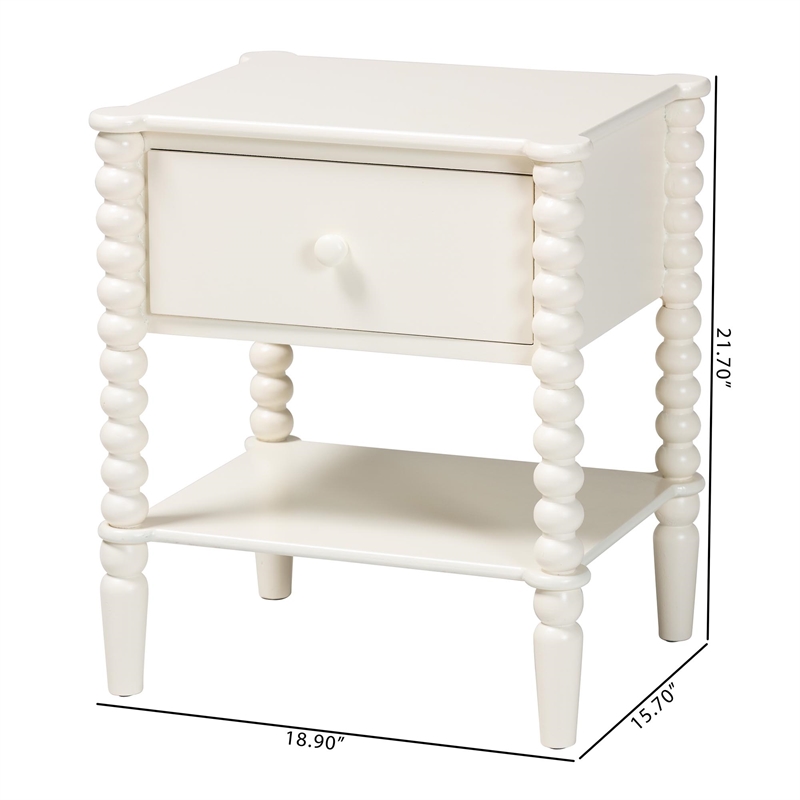 Baxton Studio Rimona End Table with Bobbin Legs - 1-Drawer Accent Table