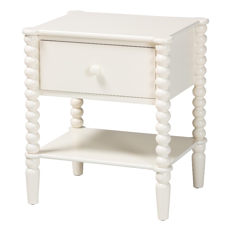 Baxton Studio Rimona End Table with Bobbin Legs - 1-Drawer Accent Table