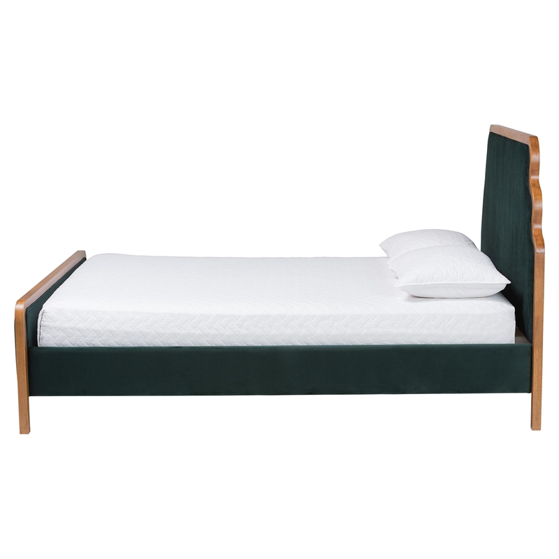 Baxton Studio Gerianne Velvet Upholstered Platform Bed Bed Frame Queen