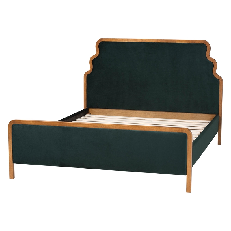 Baxton Studio Gerianne Velvet Upholstered Platform Bed Bed Frame Queen