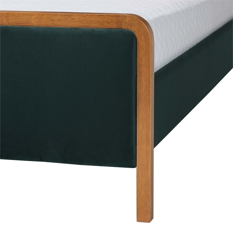 Baxton Studio Gerianne Velvet Upholstered Platform Bed Bed Frame Queen