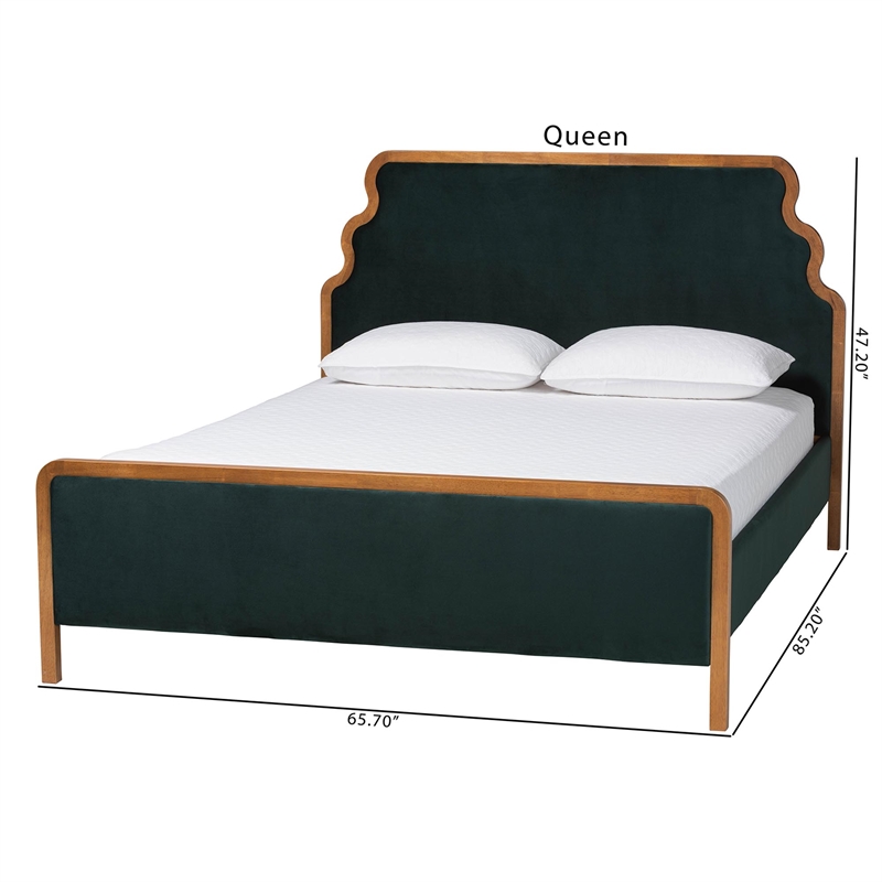 Baxton Studio Gerianne Velvet Upholstered Platform Bed Bed Frame Queen