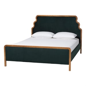 Baxton Studio Gerianne Velvet Upholstered Platform Bed Bed Frame Queen