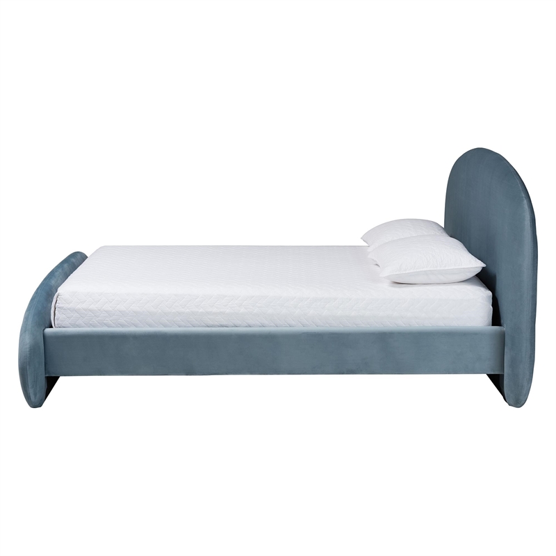 Baxton Studio Ekram Velvet Upholstered Platform Bed Bed Frame Queen