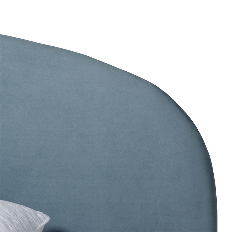 Baxton Studio Ekram Velvet Upholstered Platform Bed Bed Frame Queen