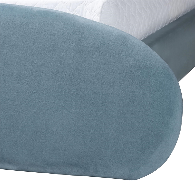 Baxton Studio Ekram Velvet Upholstered Platform Bed Bed Frame Queen