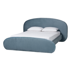 Baxton Studio Ekram Velvet Upholstered Platform Bed Bed Frame Queen