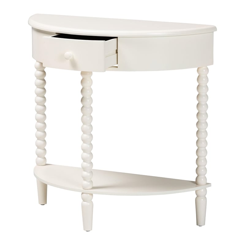 Baxton Studio Raynera Bobbin-Leg Demilune Console Table Half-Moon Accent Table