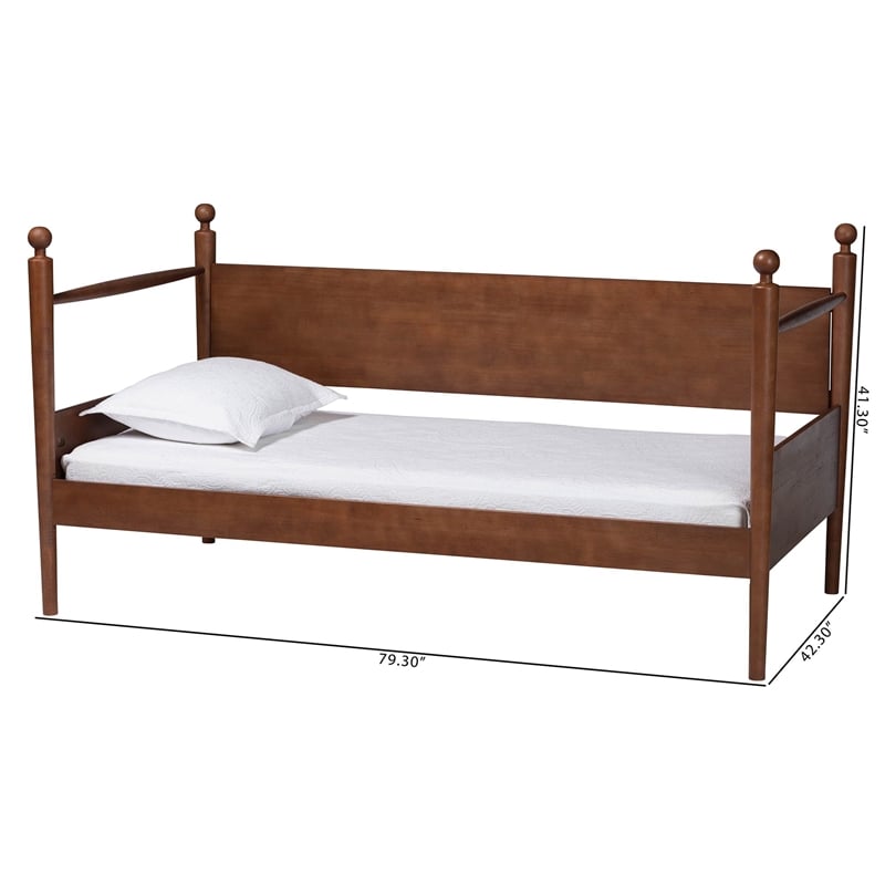 Baxton Studio Gianetta Wooden Daybed with Spindle Posts Classic Bed Frame Twin