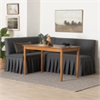 Baxton Studio Richard 3-Piece Fabric Upholstered Dining Nook Set Dark Grey