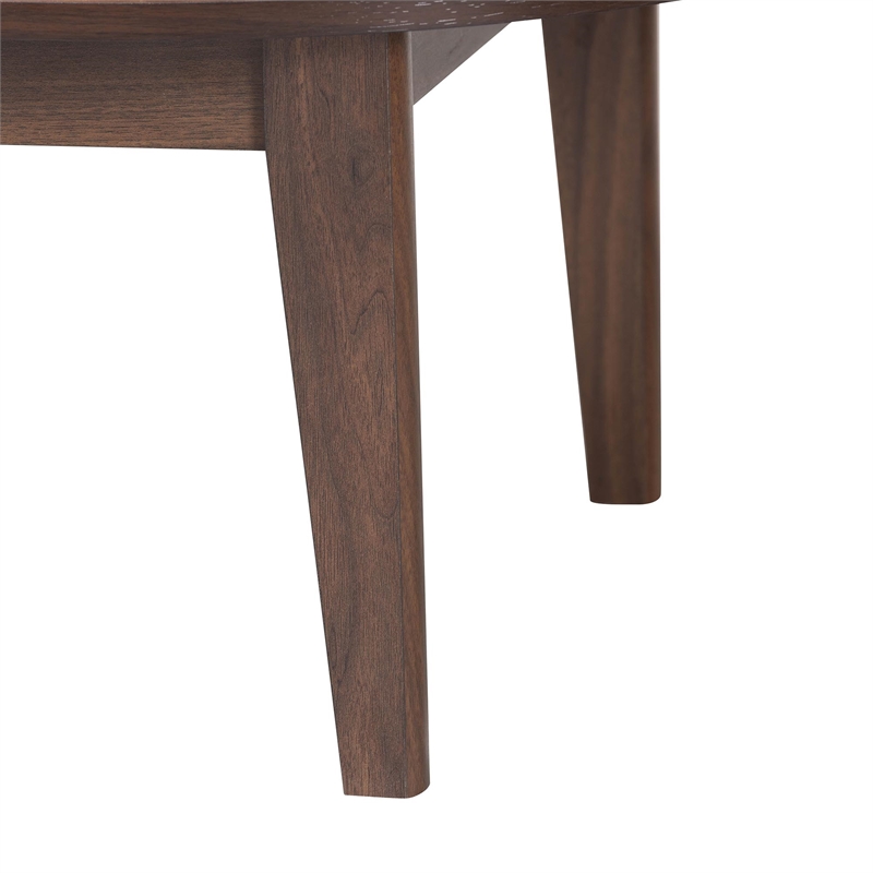 Baxton Studio Hayes Wood Writing Desk Mid-Century Modern Oval Desk with Drawer